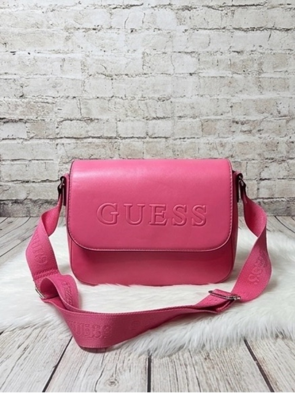 GUESS Bubblegum Pink Embossed Crossbody Bag